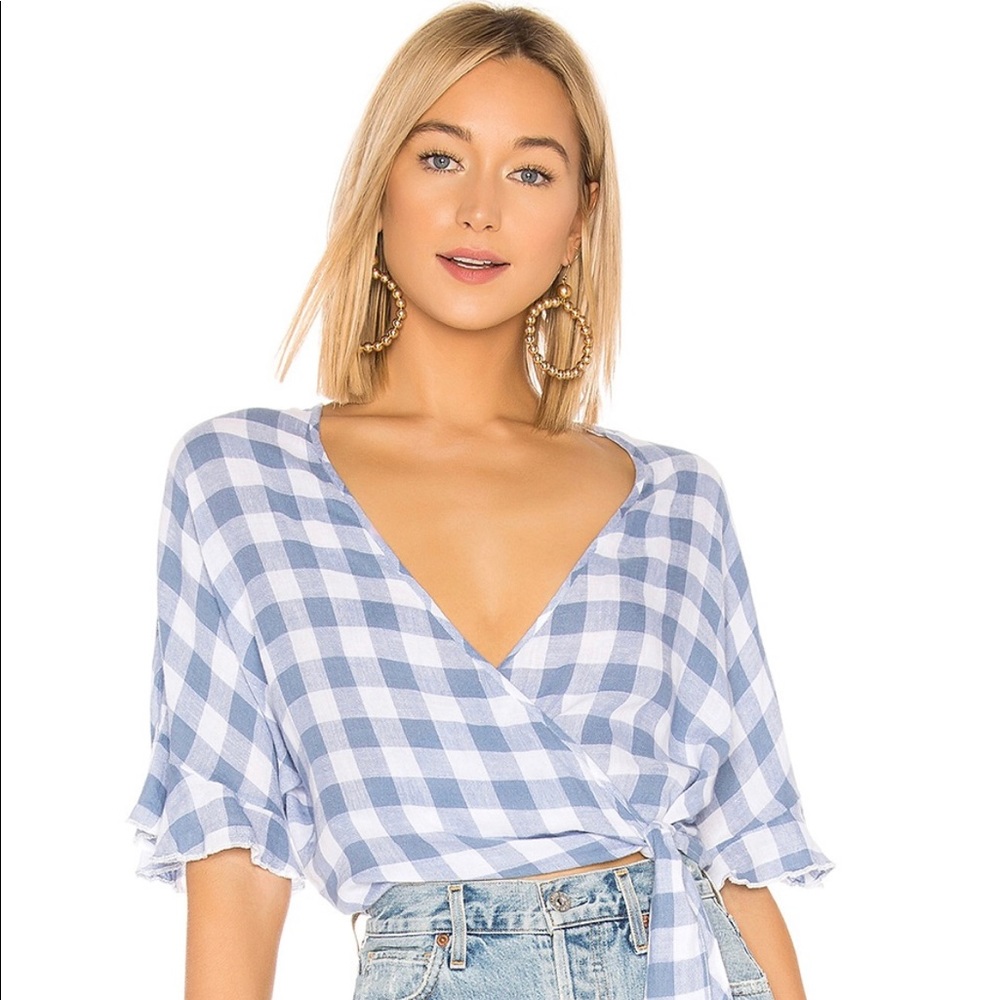 Rails Check Athena Wrap Top Periwinkle Size Xs - image 2